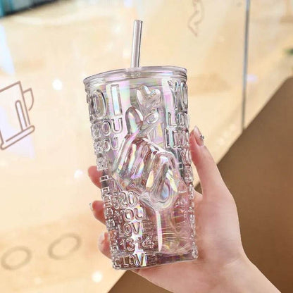 Elegant Aesthetic Glass Tumbler Mug (430ml)(Each) - DMC Wholesale
