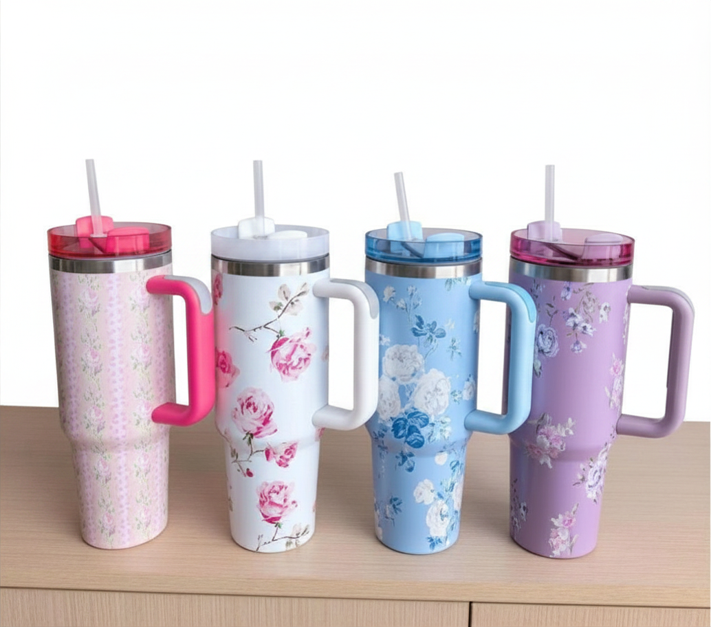 Floral Fun Vacuum Insulated Tumbler with Lid (1200ml)