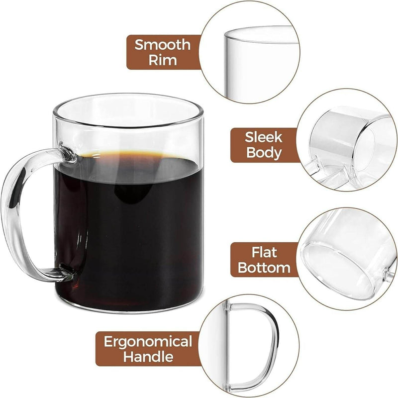 Clear Cup Set With Coloured Handles (400ml)(6 pcs)