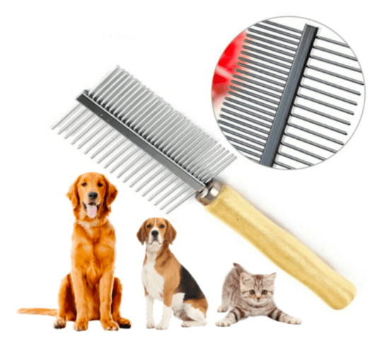 Double Sided Wooden Handle Dog Grooming Comb - DMC Wholesale