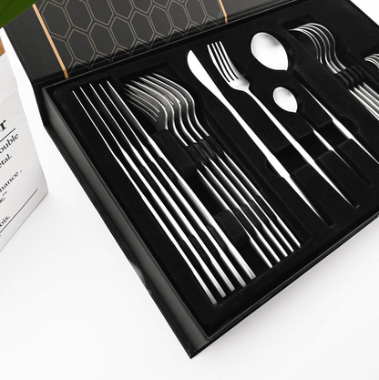 Polished Cutlery Set (24 pcs)(Silver) - DMC Wholesale