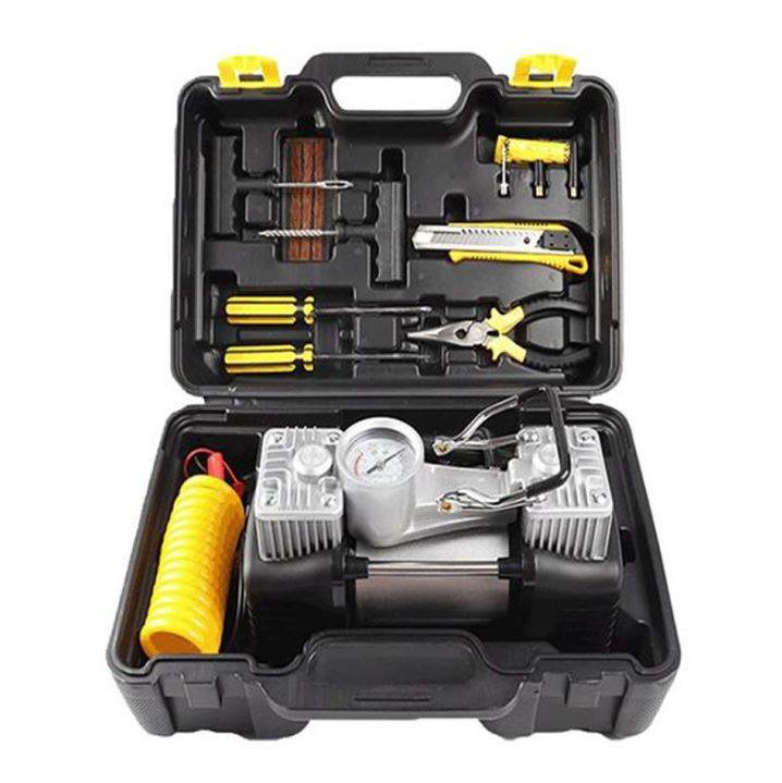 Double Cylinder Air Compressor With Tyre Repair Tools - DMC Wholesale