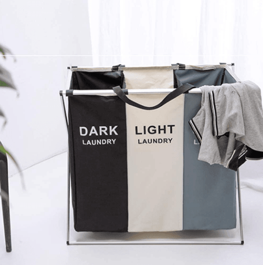 Foldable Sorting Laundry Basket (3 Compartment) - DMC Wholesale