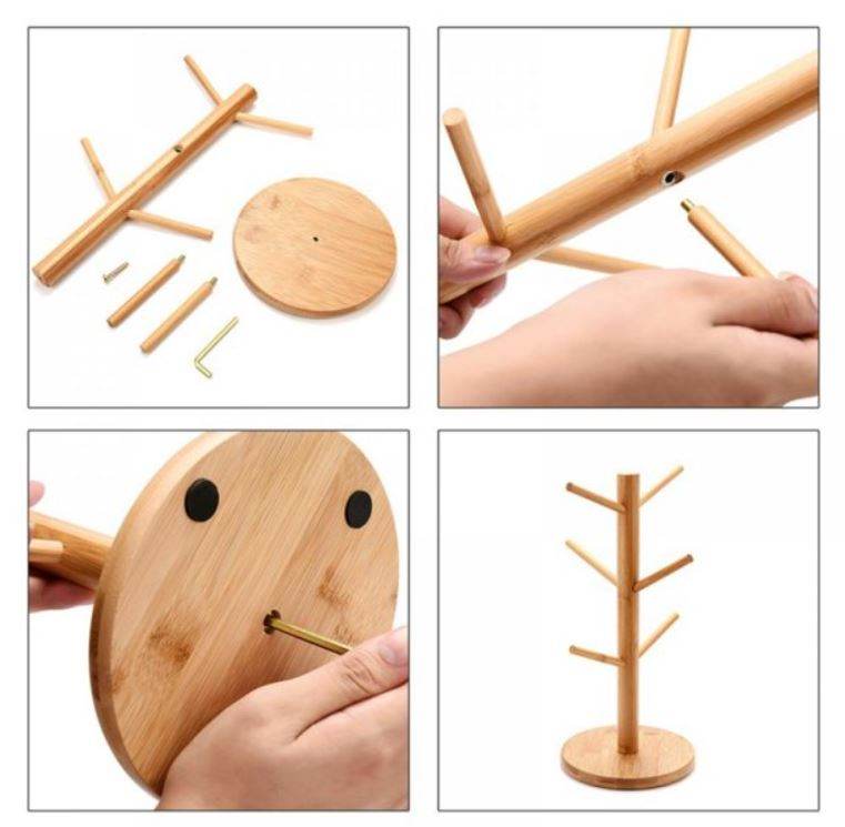 Wooden Mug Holder (17x17x75cm) - DMC Wholesale