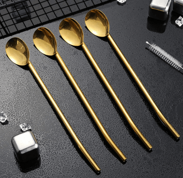 Long Ice Tea Spoon Straws With Brush (6 pcs) - DMC Wholesale