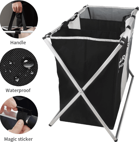 Foldable Sorting Laundry Basket (3 Compartment) - DMC Wholesale