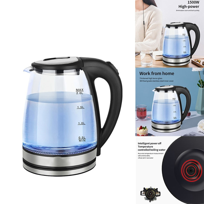 Glass LED Light Kettle (2L)(Stainless Steel)