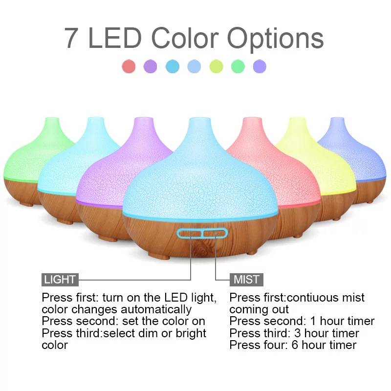 Ultrasonic Air Humidifier Essential Oil Diffuser (550ml)