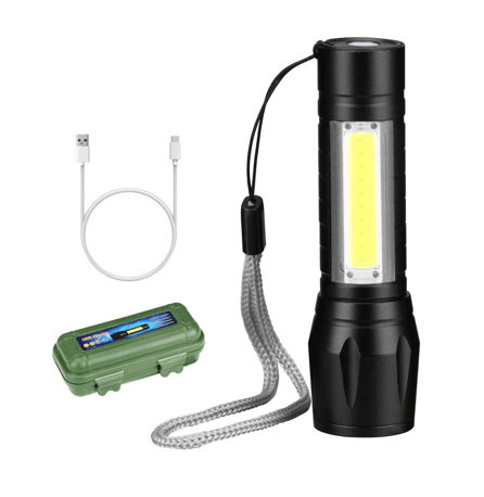 Larger USB Rechargeable Torch with Zoom Function (Casing Included) - Alt View